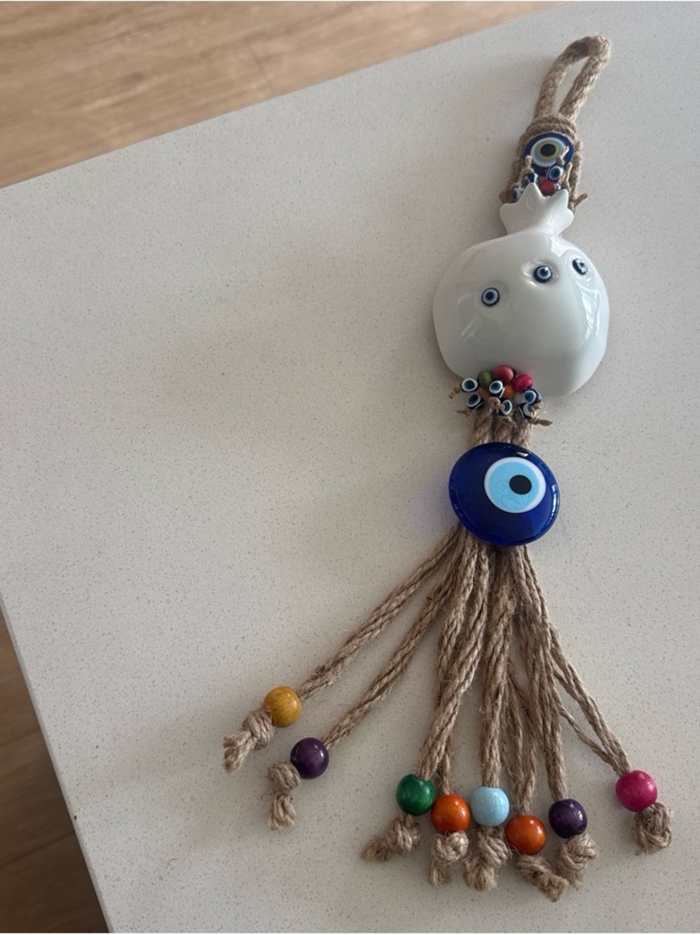 White and Blue Evil Eye Hanging Charm for Home Accessories Brand New